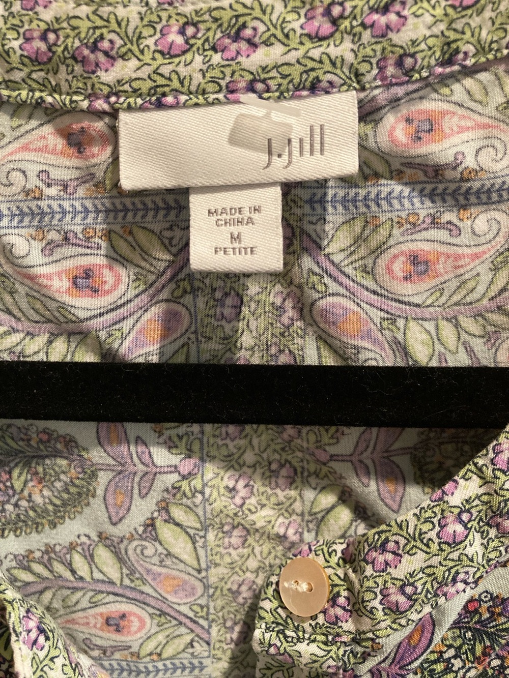 J. Jill Petite medium Floral Paisley Button-Front Shirt in Light Green
